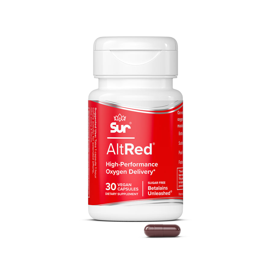 AltRed 30 Ct supplement bottle with red label on a white background